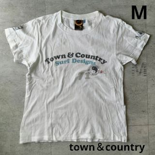 タウンアンドカントリー(Town & Country)のレディース★town＆country　タウカン　半袖Tシャツ　M　ホワイト★古着(Tシャツ(半袖/袖なし))