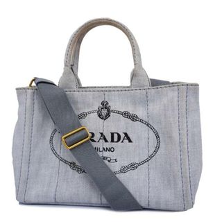 PRADA - 【4hd4108-r】プラダ ツーウェイバッグ/キャンバス/グレー/ゴールド金具 【中古】 レディース