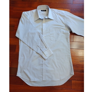 メンズ　長袖ワイシャツ　グレー　40-80　リメイク素材(シャツ)