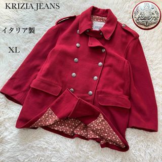 KRIZIA - 希少 KRIZIA ウールピーコート 銀釦ボタン イタリア製 大きいサイズXL