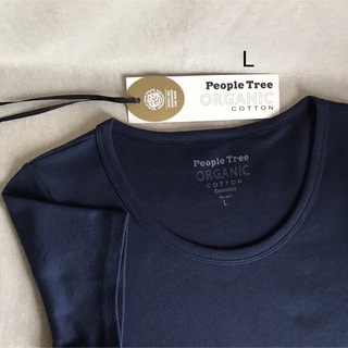 ピープルツリー(People Tree)のピープルツリー　フェアトレード　オーガニックコットン　Tシャツ　ネイビー　L(Tシャツ(半袖/袖なし))