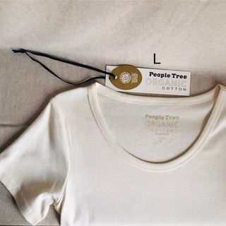 ピープルツリー(People Tree)のピープルツリー　フェアトレード　オーガニックコットン　Tシャツ　生成り　L(Tシャツ(半袖/袖なし))