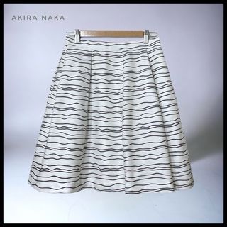 アキラナカ(AKIRANAKA)の【AKIRA NAKA】ランダムストライプ  プリーツスカート  フレアスカート(ひざ丈スカート)