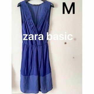 ZARA - 値下げ 美品 zara basic きれいめワンピース M ブルー 青 ザラ