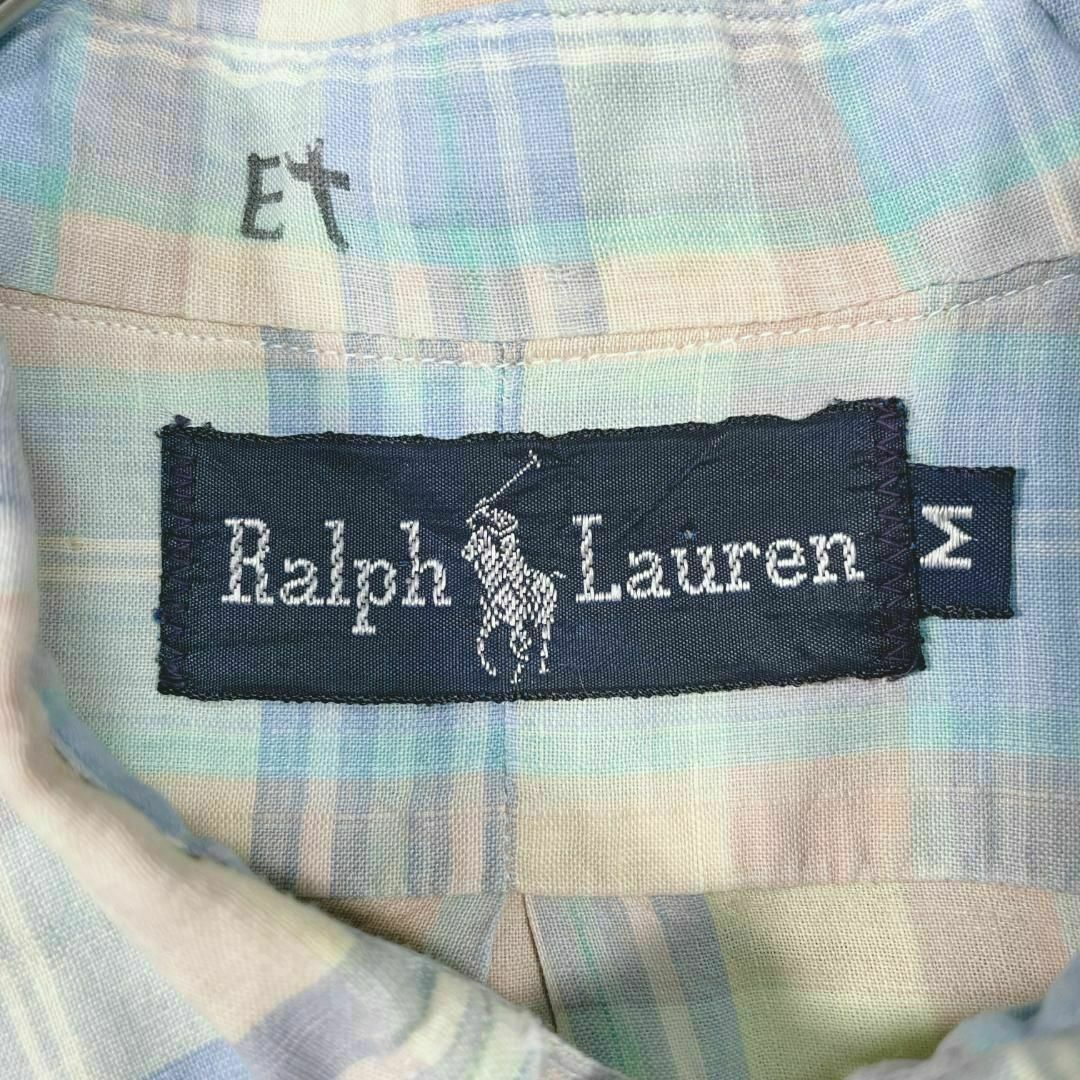 Ralph Lauren(ラルフローレン)の10Y① 春秋 US古着 ラルフローレン BD長袖シャツ チェック ポニー刺繍 メンズのトップス(シャツ)の商品写真