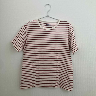 grn ボーダークルーネックTシャツ 半袖 赤 Mサイズ