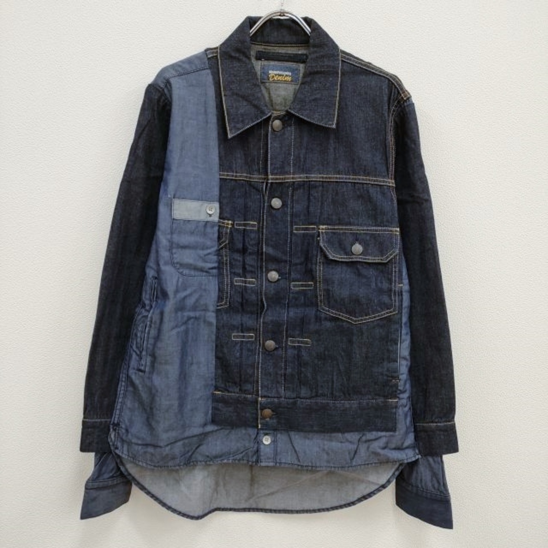 MIHARAYASUHIRO(ミハラヤスヒロ)のMIHARA YASUHIRO Denim ドッキング シャツ地 切替 ブルゾン Gジャン 46 デニムジャケット ネイビー メンズ ミハラヤスヒロ【中古】4-0410M♪ メンズのジャケット/アウター(Gジャン/デニムジャケット)の商品写真