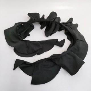 MARGE マージ 新品 Suede ruffle scarf ラッフルスカーフ エコスウェード フリル 定価49500円 スカーフ ブラック レディース【中古】4-0410G♪(バンダナ/スカーフ)