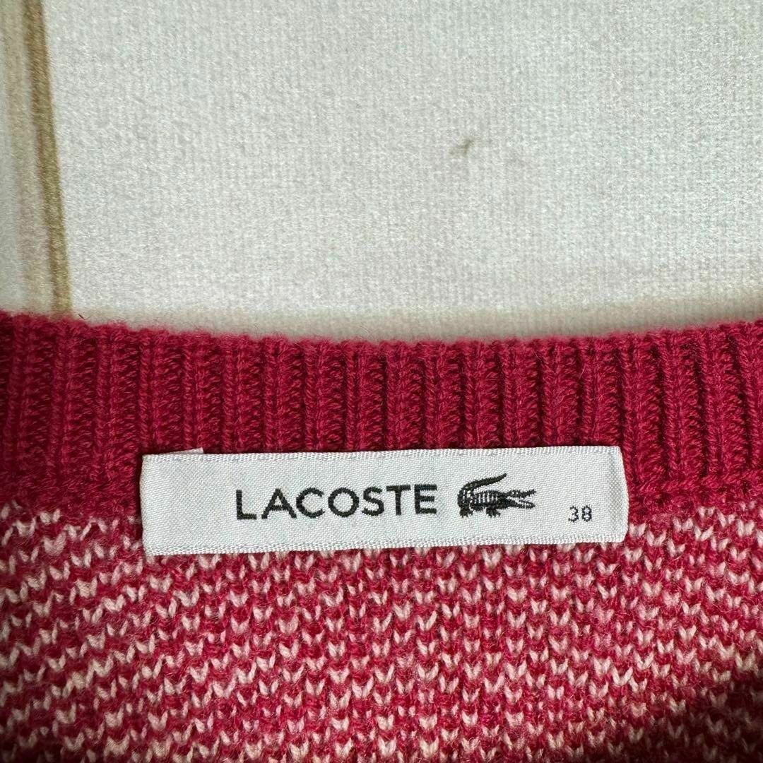 LACOSTE(ラコステ)の【極美品】　ラコステ　ニットワンピース　ノルディック柄　レザーロゴパッチ　Ｍ レディースのトップス(ニット/セーター)の商品写真