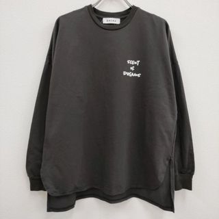 SACRA - sacra プレミアムコットンロゴトップス 定価20900円 長袖Ｔシャツ カットソー ロンＴ 24SS チャコールグレー レディース サクラ【中古】4-0410M♪