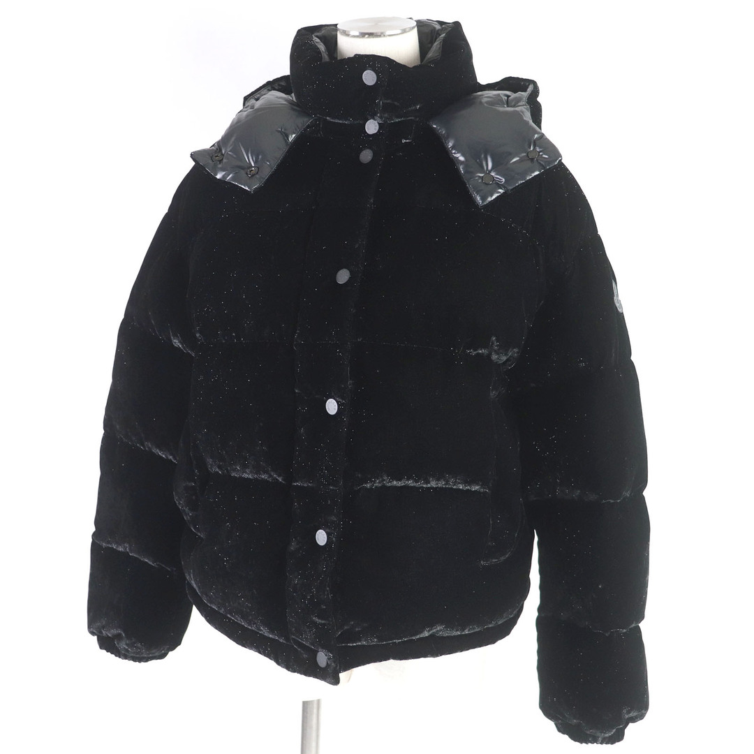 MONCLER(モンクレール)の極美品□MONCLER モンクレール 21-22AW DAOS ロゴワッペン付き ラメ入り ベルベッド ダウンジャケット ブラック 1 ガーメント付き 正規品 レディース レディースのジャケット/アウター(ダウンジャケット)の商品写真