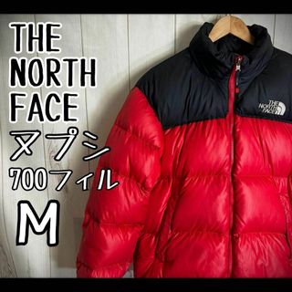 ザノースフェイス(THE NORTH FACE)の【大人気】　ザノースフェイス　ヌプシ　ダウンジャケット　レッド　赤　肩ロゴ　Ｍ(ダウンジャケット)