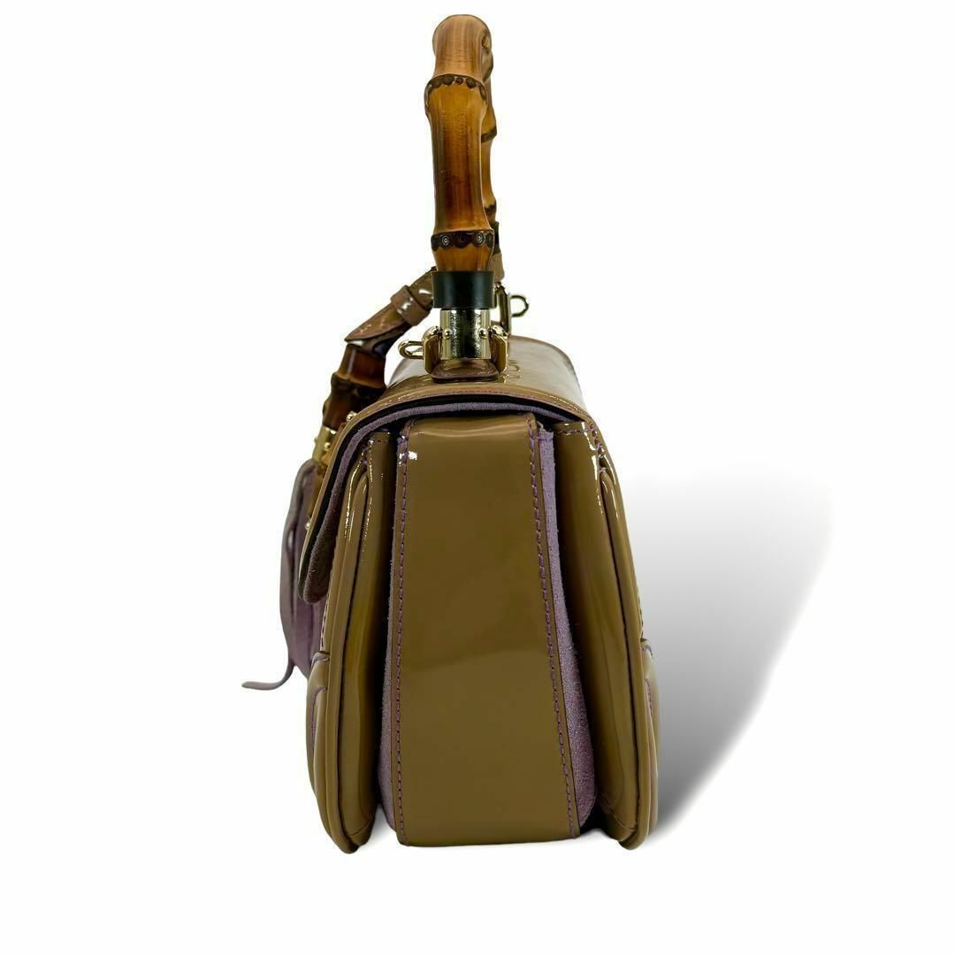 Gucci(グッチ)のGUCCI グッチ　ニューバンブー　ショルダー　ハンドバッグ　パテント　スエード レディースのバッグ(ショルダーバッグ)の商品写真