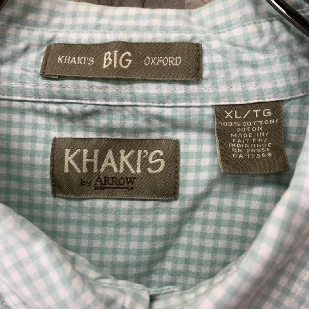 no1341古着　半袖シャツ　ミント　ギンガムチェック　オーバーサイズ メンズのトップス(Tシャツ/カットソー(半袖/袖なし))の商品写真