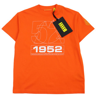 未使用品●MONCLER GENIUS 2 モンクレール ジーニアス 2 2022年製 ロゴワッペン付き クルーネック カットソー 半袖Ｔシャツ オレンジ S 正規品 メンズ(Tシャツ/カットソー(半袖/袖なし))