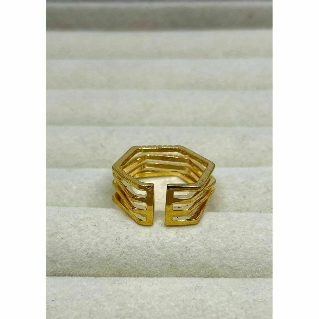 061b11 ゴールド　シルバーリング　指輪　韓国アクセサリー　石プチプラ レディースのアクセサリー(リング(指輪))の商品写真