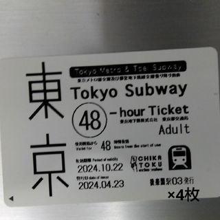 Tokyo Subway　東京メトロ都営地下鉄全線　サブウェイ　48時間乗り放題(鉄道乗車券)