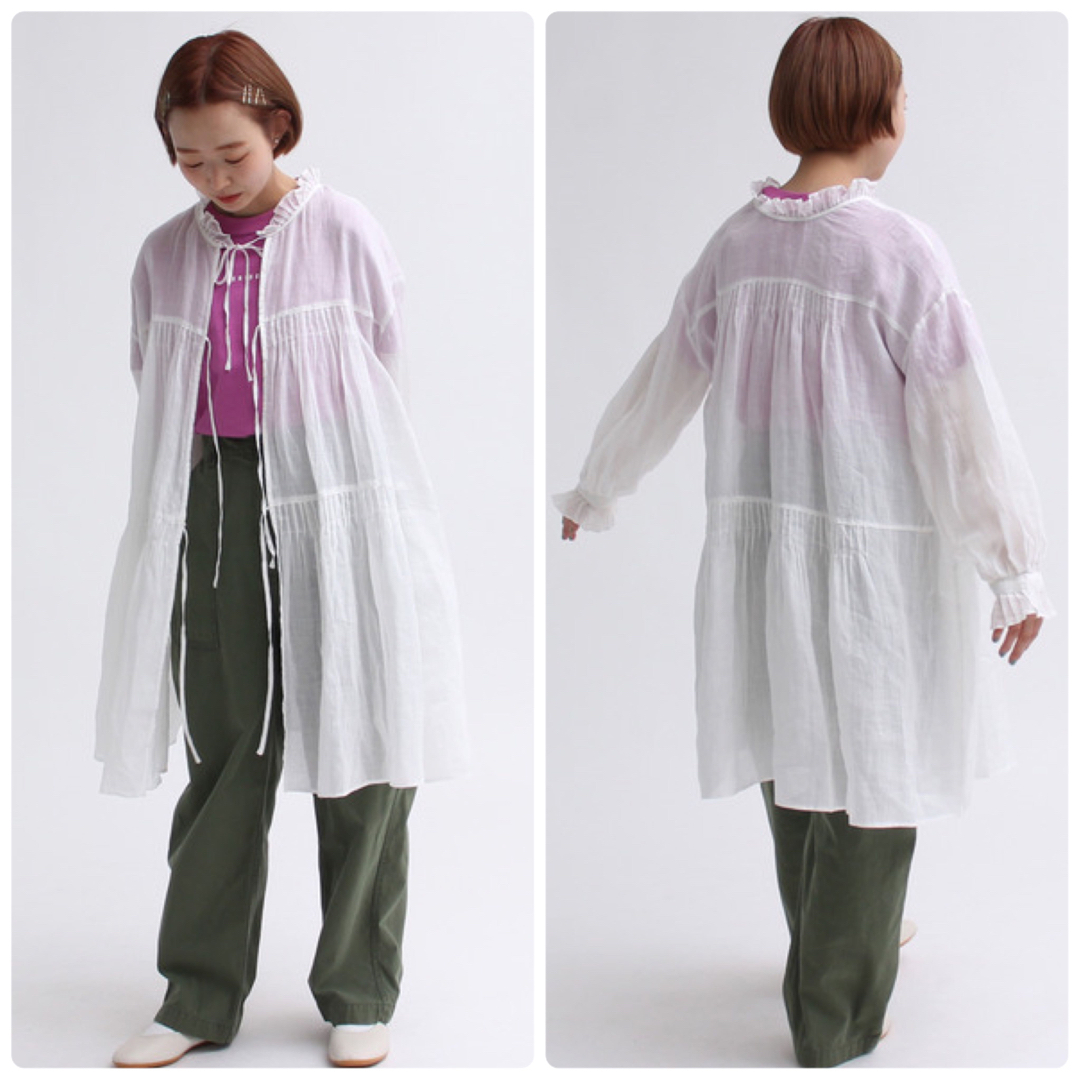 Dot&Stripes CHILDWOMAN(ドットアンドストライプスチャイルドウーマン)のDot&stripes CHILD WOMAN ラミーローンリボンあきブラウス レディースのトップス(シャツ/ブラウス(長袖/七分))の商品写真