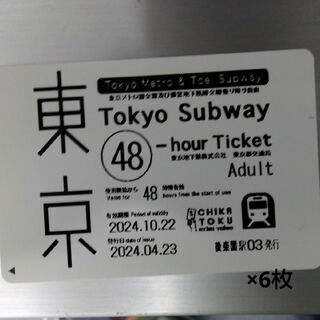 Tokyo Subway　東京メトロ都営地下鉄全線　サブウェイ　48時間乗り放題(鉄道乗車券)