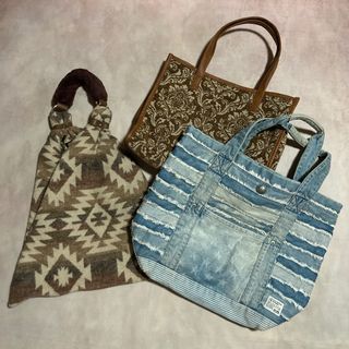 BAYFLOW 　BAG3点　デニムトート・ネイティブ・ジャガードスクエア