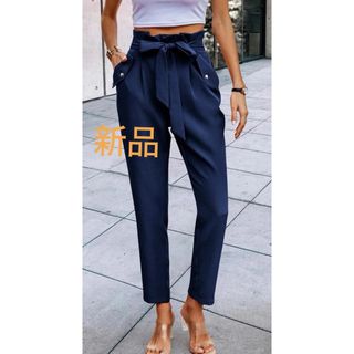 シーイン(SHEIN)のペーパーバッグウエスト ベルト キャロットパンツ(クロップドパンツ)