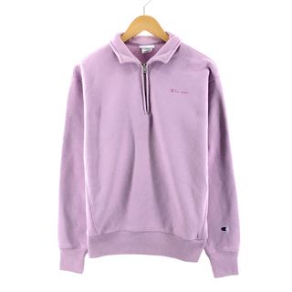 チャンピオン(Champion)の古着 チャンピオン Champion リバースウィーブ 復刻 単色タグ 襟付き ハーフジップスウェットシャツ トレーナー メンズM /eaa385225(スウェット)