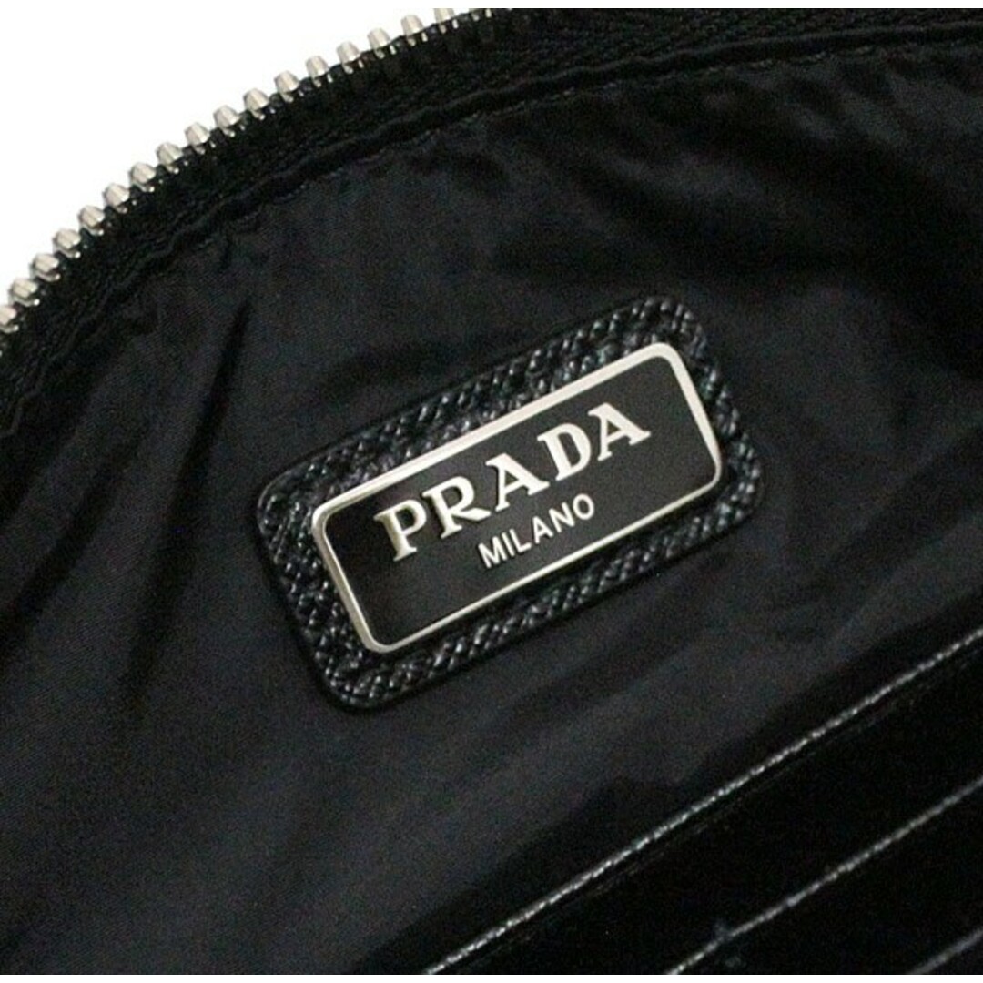 PRADA(プラダ)のプラダ PRADA 三角ロゴ クラッチバッグ ポーチ ナイロン×サフィアーノレザー 黒 2NH006 【64852】 メンズのバッグ(セカンドバッグ/クラッチバッグ)の商品写真