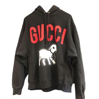 グッチ(Gucci)の　グッチ GUCCI ラムプリント スウェットパーカー 569828 ブラック コットン メンズ パーカー(パーカー)