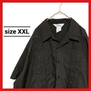 90s 古着 ノーブランド 半袖シャツ 刺繍 オーバーサイズ ゆるダボ XXL (シャツ)