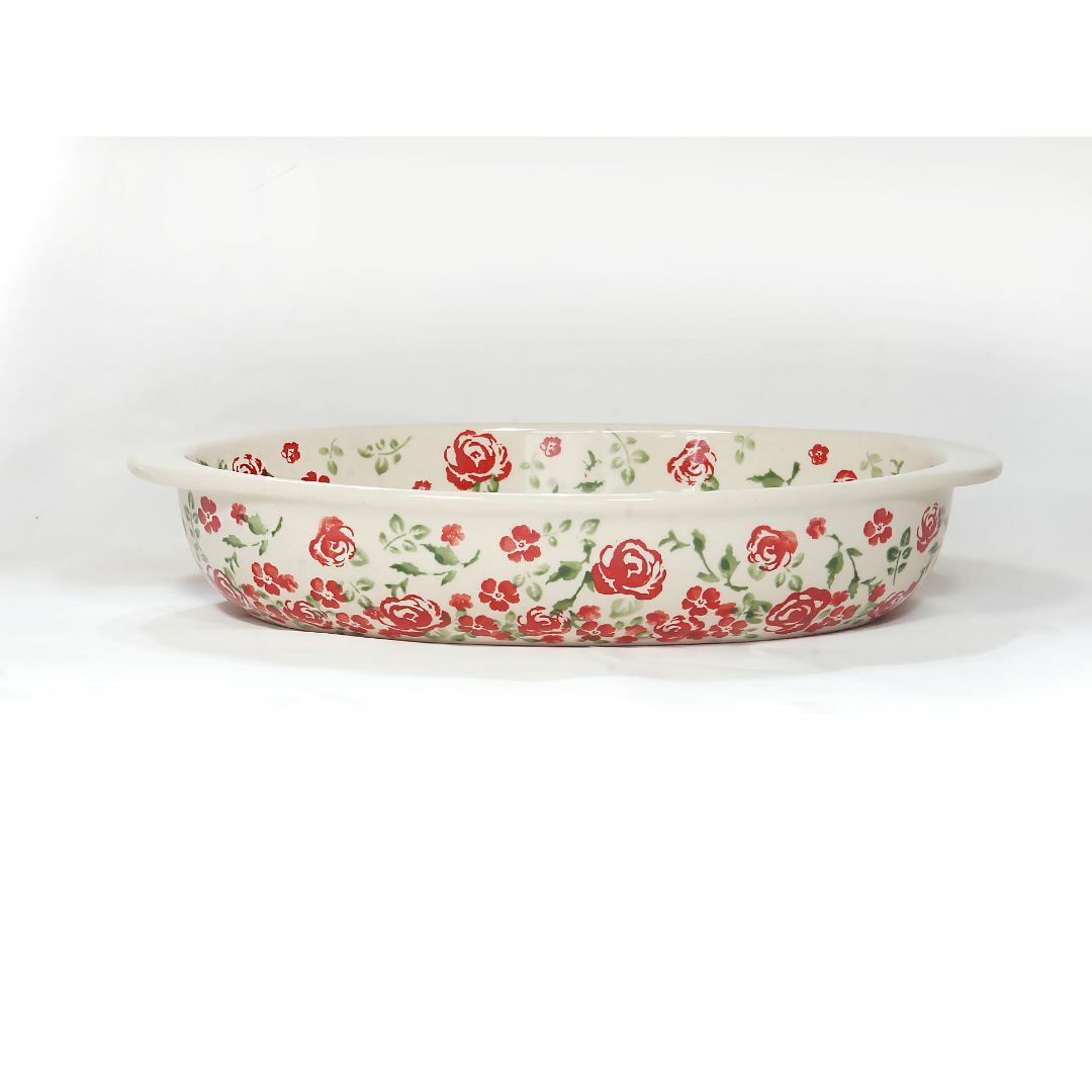 ポーリッシュポタリー ポーランド食器 26 x16cm グラタン皿 赤の花模様 インテリア/住まい/日用品のキッチン/食器(食器)の商品写真