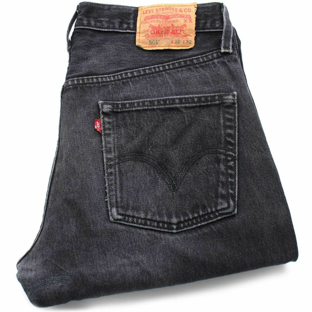 Levi's(リーバイス)の00s メキシコ製 Levi'sリーバイス 501 ダメージ&リペア ブラック デニムパンツ ヒゲ w32★SDP2554 オールド ジーンズ ストレート ボロ メンズのパンツ(デニム/ジーンズ)の商品写真