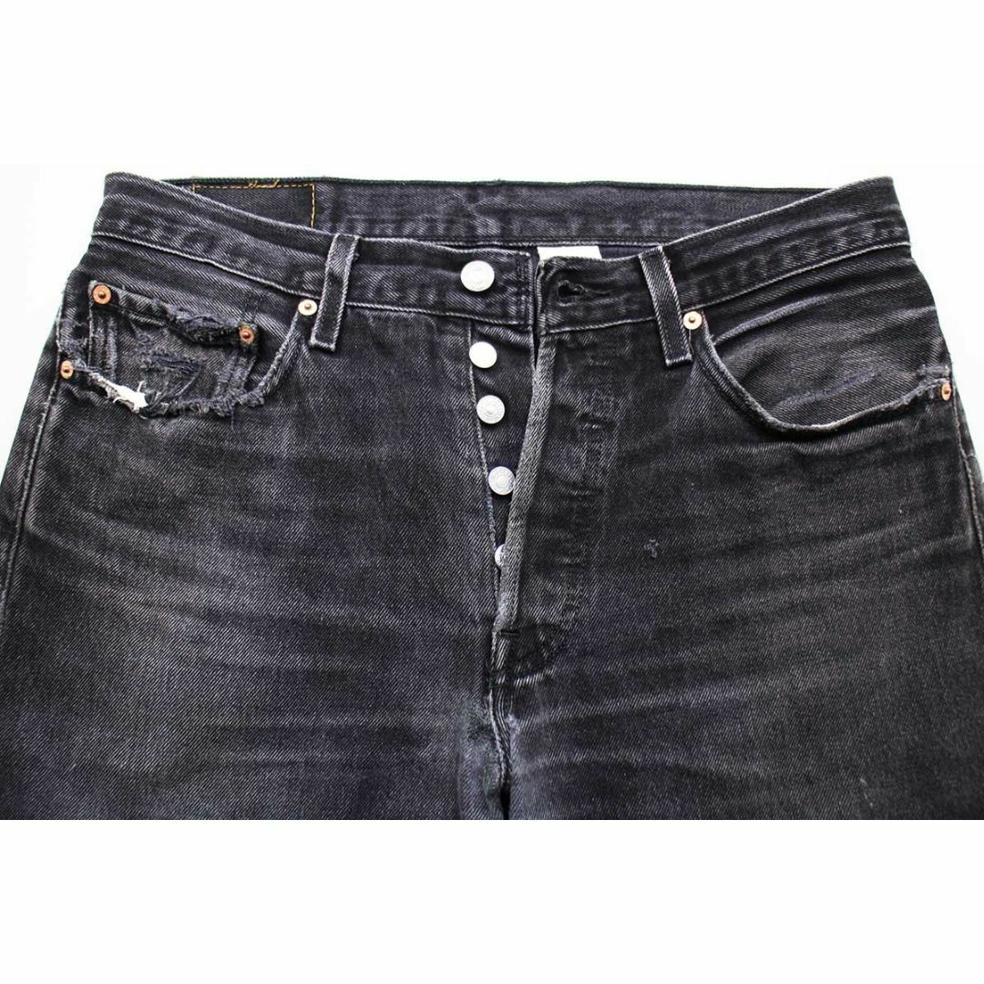 Levi's(リーバイス)の00s メキシコ製 Levi'sリーバイス 501 ダメージ&リペア ブラック デニムパンツ ヒゲ w32★SDP2554 オールド ジーンズ ストレート ボロ メンズのパンツ(デニム/ジーンズ)の商品写真