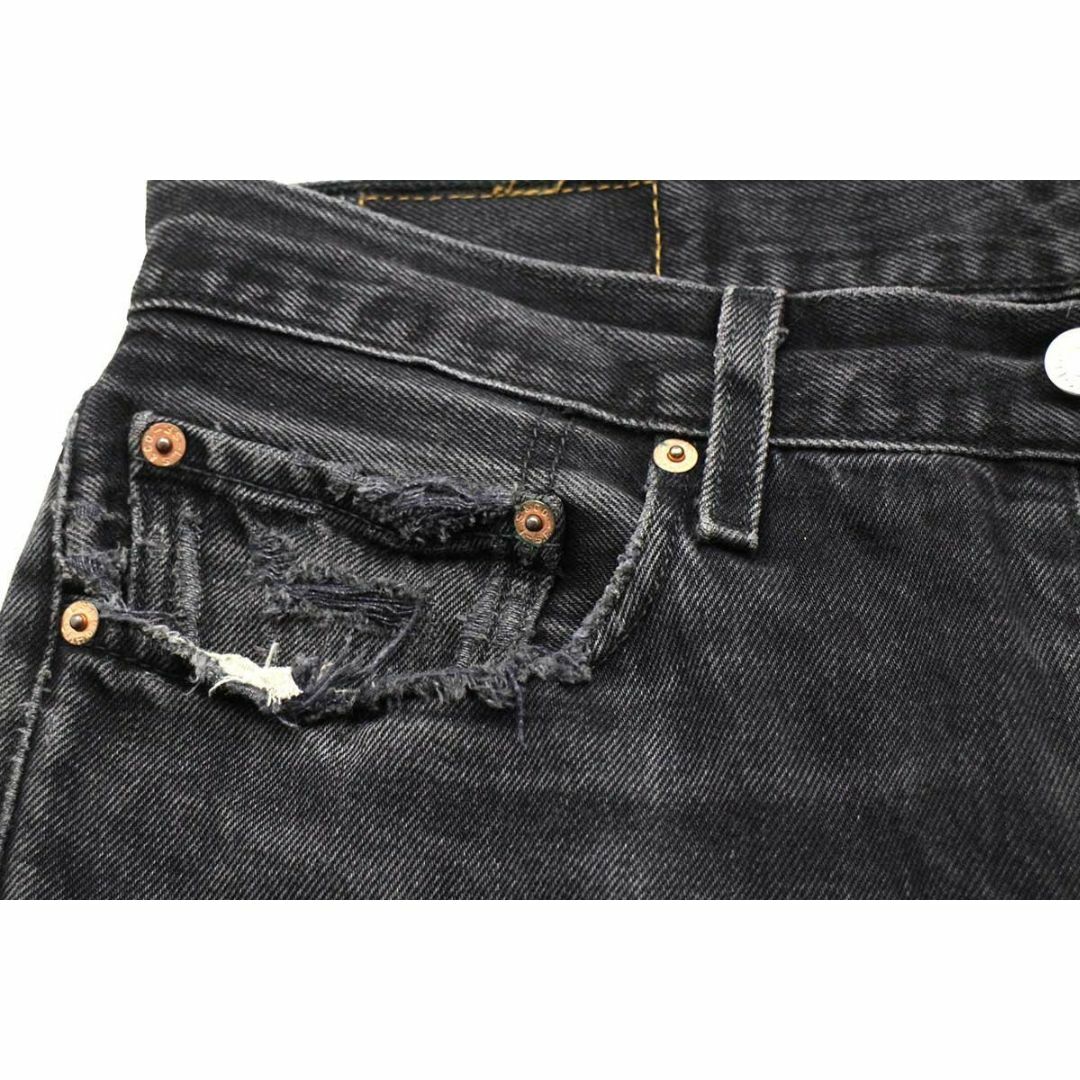 Levi's(リーバイス)の00s メキシコ製 Levi'sリーバイス 501 ダメージ&リペア ブラック デニムパンツ ヒゲ w32★SDP2554 オールド ジーンズ ストレート ボロ メンズのパンツ(デニム/ジーンズ)の商品写真