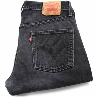 リーバイス(Levi's)の00s メキシコ製 Levi'sリーバイス 501 ダメージ&リペア ブラック デニムパンツ ヒゲ w32★SDP2554 オールド ジーンズ ストレート ボロ(デニム/ジーンズ)