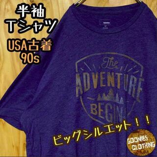 ゆるダボ USA古着 90s 半袖 ネイビー Tシャツ 紺 ワンピース(Tシャツ/カットソー(半袖/袖なし))