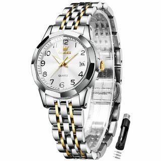 【色: ホワイト】OLEVS 腕時計 レディース クォーツ 見やすい デジタル文(腕時計)