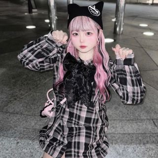 アベイル(Avail)のAvail majoretty シャツワンピース ピンク チェック(ミニワンピース)