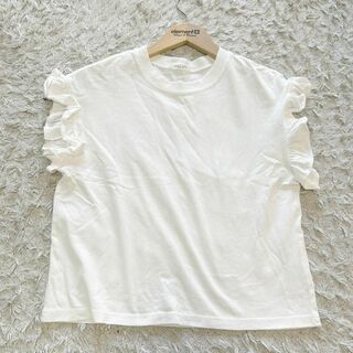 フリークスストア(FREAK'S STORE)のフリークスストア 袖フリル ノースリーブ Tシャツ 綿100％ F 白 ♩(Tシャツ(半袖/袖なし))