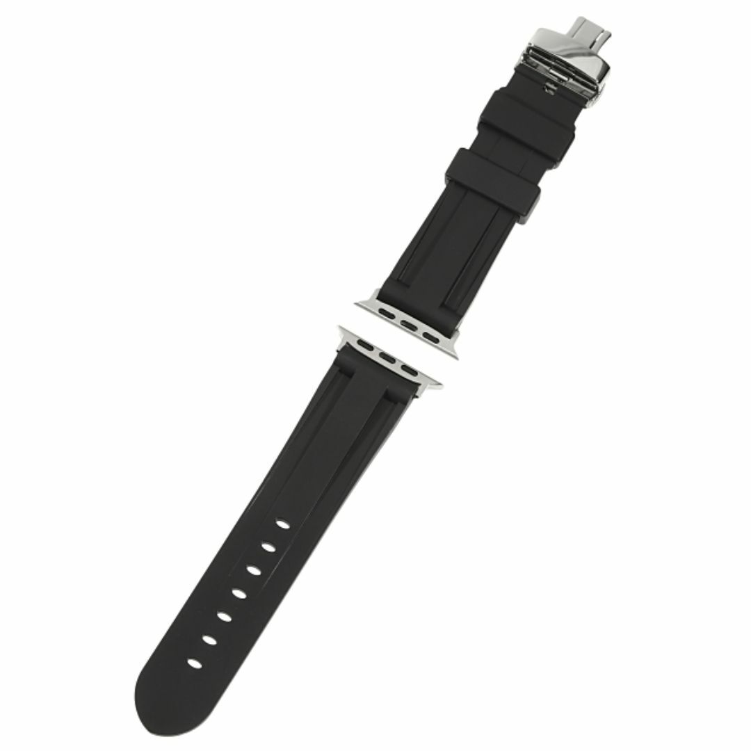 Apple Watch(アップルウォッチ)のアップルウォッチ Apple watch 49mm ULTRA２ ULTRA ウルトラ バンド ベルト ラバーバンド RUBBER おしゃれ バタフライバックル ブラック メンズの時計(ラバーベルト)の商品写真