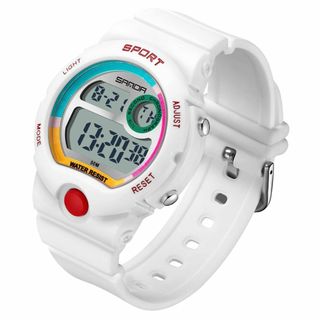 【色: 白】腕時計 レディース 50M防水 デジタルウォッチ 腕時計 学生 女子(腕時計)