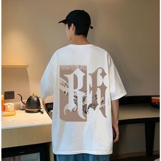 【残りわずか】半袖　メンズ　白　２ＸＬ　五分袖　オーバーサイズ　ストリート(Tシャツ/カットソー(半袖/袖なし))