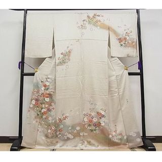 豪華訪問着 作家物 落款 駒刺繍　流水草花文 たたき染め 金彩 袷 着物(着物)