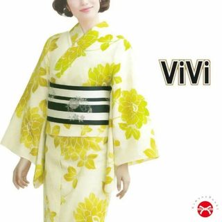 浴衣 レディース  ViVi浴衣  vivi-001 薄黄地 グリーン系の花(浴衣)