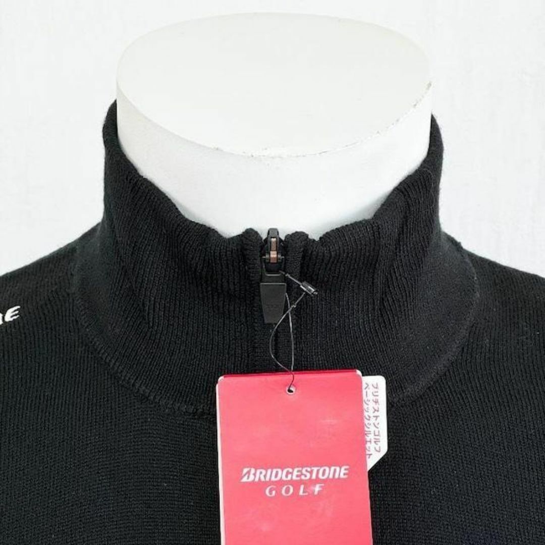 【新品】ブリヂストンゴルフ ベーシックシルエット 前開きセーター 黒 M スポーツ/アウトドアのゴルフ(ウエア)の商品写真