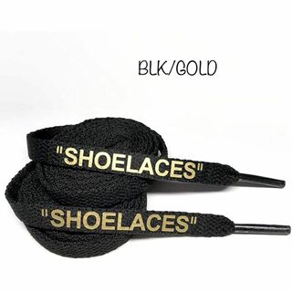スニーカー用 靴ひも シューレース BLK/GOLDの160cm(スニーカー)