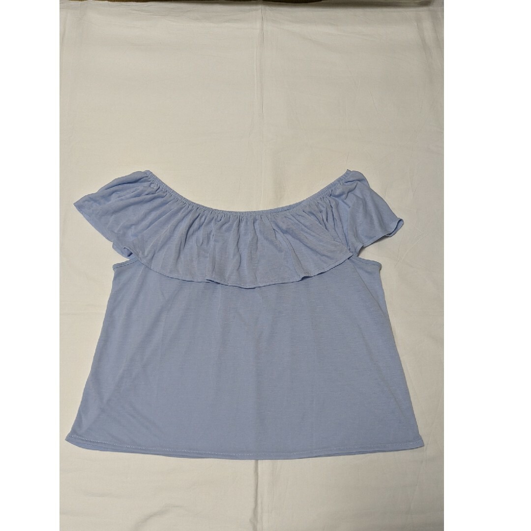 H&M(エイチアンドエム)の水色フリル　カットソー　エイチアンドエム レディースのトップス(カットソー(半袖/袖なし))の商品写真