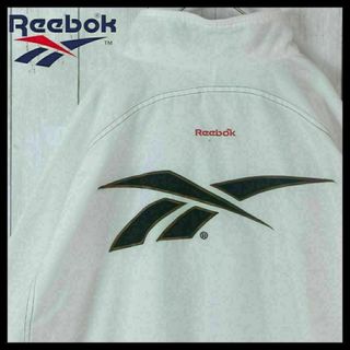 リーボック(Reebok)の【希少】リーボック ブルゾン 台湾製 ホワイト L 入手困難 刺繍ロゴ(ナイロンジャケット)