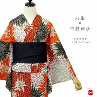 浴衣 レディース　九重 × 中村里砂 浴衣単品 (オフ白地 赤 むじな菊)(浴衣)