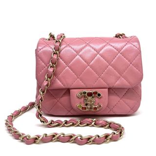 シャネル(CHANEL)のシャネル CHANEL マトラッセ ミニマトラッセ ミニマト マトラッセ17 バッグ ショルダーバッグ ラムスキン ピンク ゴールド金具 チェーンショルダーバッグ ココマーク ターンロック(ショルダーバッグ)