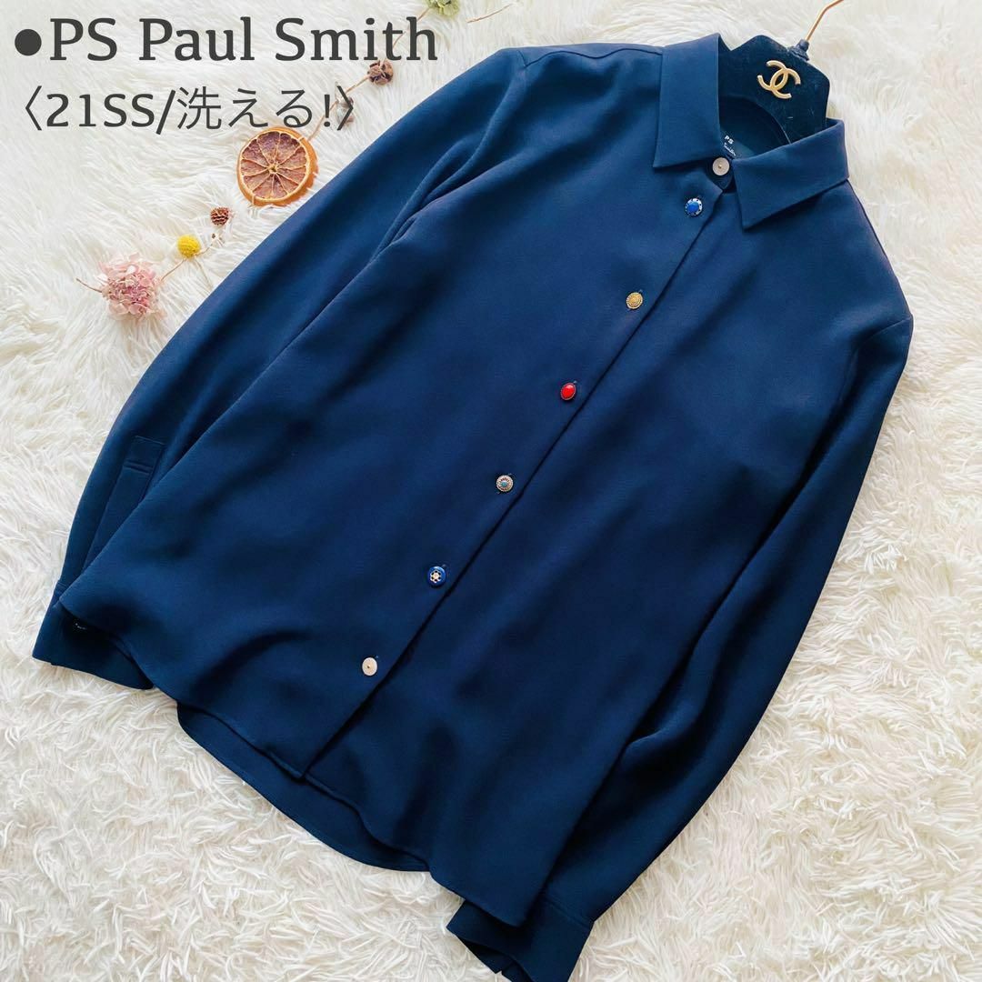 Paul Smith(ポールスミス)の極美品 21SS ポールスミス 洗える ソフトジョーゼットシャツ カラフルボタン レディースのトップス(シャツ/ブラウス(長袖/七分))の商品写真